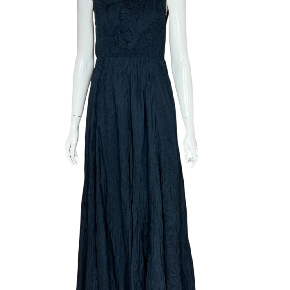 SOFT SURROUNDINGS 100% Cotton Elegant Bohemian Black Maxi Dress Size Small G#25 - Picture 4 of 14